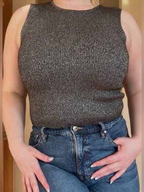 a new day Metallic Ribbed Knit Tank Top - silver